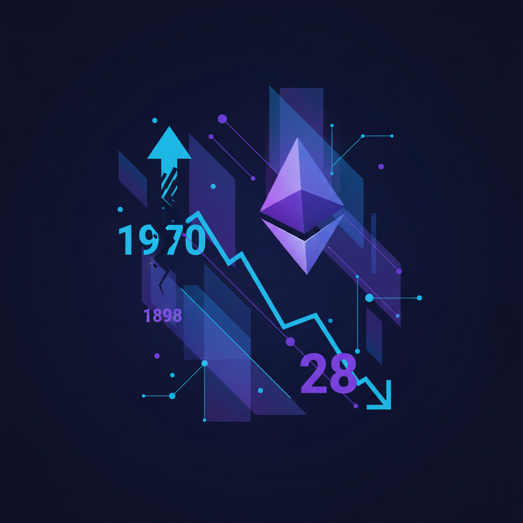 ETH Falls Below $1,900 as Fear Index Dips to 28 Reversing $1,970 Rally