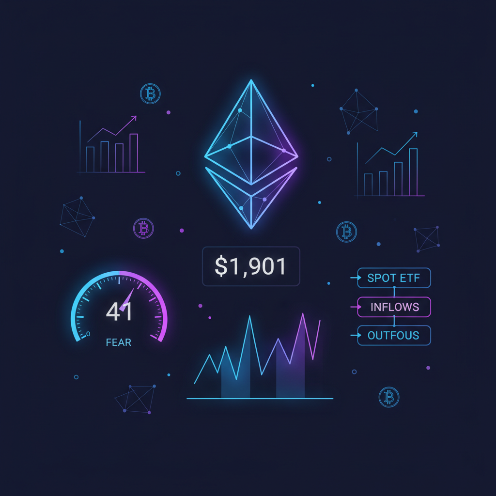 Ethereum Holds $1,901 as Fear Index Hits 41; $1.9K Support Tested